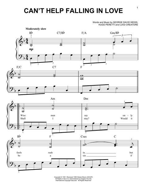 Can T Help Falling In Love Sheet Music Direct