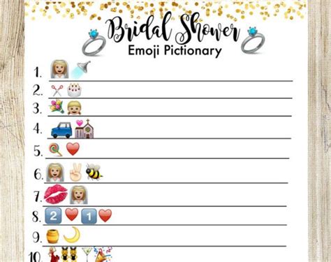 Today i have made this free printable bridal shower emoji pictionary game with answer key. Bridal Shower Emoji Game Fun Unique Games DIY PDF Wedding ...