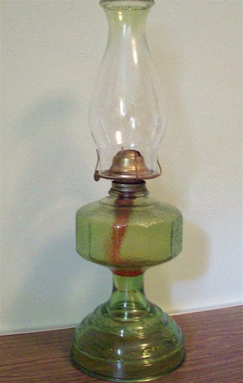 Green Depression Glass Oil Lamp By Eagle Beautiful