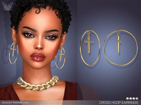 Giuliettasims Cross Hoop Earrings Download At Emily Cc Finds