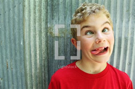 Boy making a silly face — Photo — Lightstock