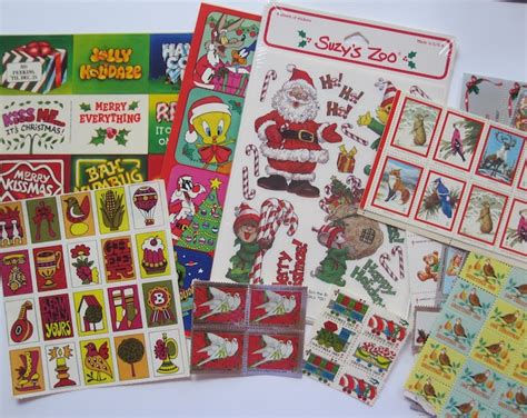 Vintage Christmas Seals And Stickers Animals Retro Warner Brothers