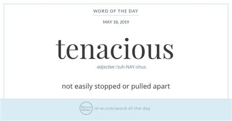 Word Of The Day Tenacious Merriam Webster Word Of The Day Words