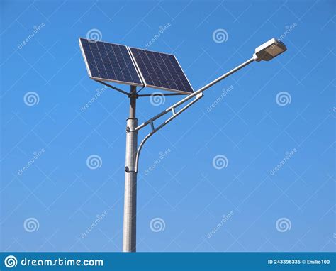 Street Lighting Pole With Photovoltaic Panel And Led Lamp Lights Stock