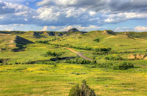 Landscapes Of Grasslands And Hills At Theodore Roosevelt National Park