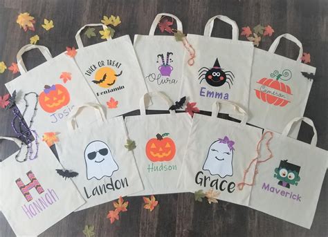 Personalized Trick Or Treat Bags Halloween Bag Halloween Etsy Custom