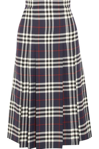 Burberry Pleated Checked Wool Midi Skirt Net A Portercom