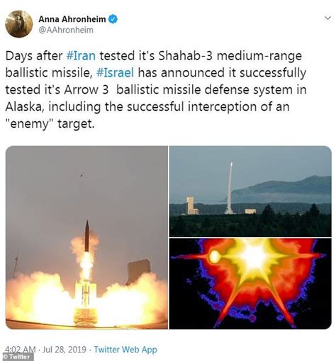 Israel And Us Successfully Test Long Range Arrow 3 Missiles Over Alaska