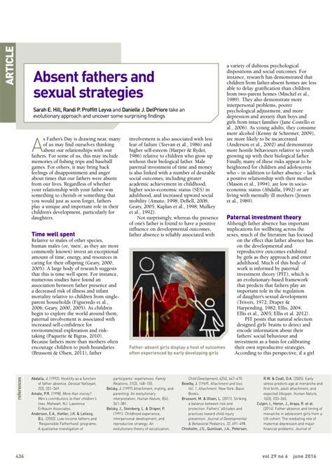Pdf Absent Fathers And Sexual Strategies