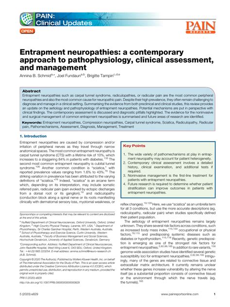 Pdf Entrapment Neuropathies A Contemporary Approach To