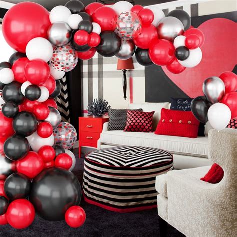 Red Black White Balloonsballoon Garland Arch Kit