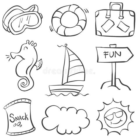 Object Summer Holiday Doodle Style Stock Vector Illustration Of