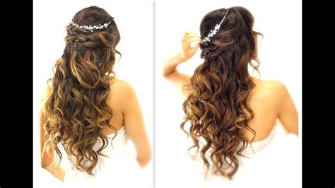 Easy Wedding Half Updo Hairstyle With Curls Bridal