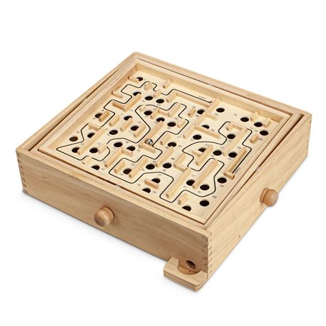 Sterling Games Large Wooden Labyrinth Tilt Maze Game With 60 Holes For 6 Years And Up Sunnywood