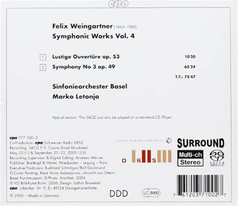 felix weingartner symphony no 3 lustige ouvertüre la boîte à musique