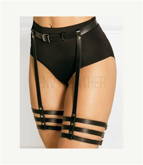 leather garters leg harness fetish harness sexy stocking
