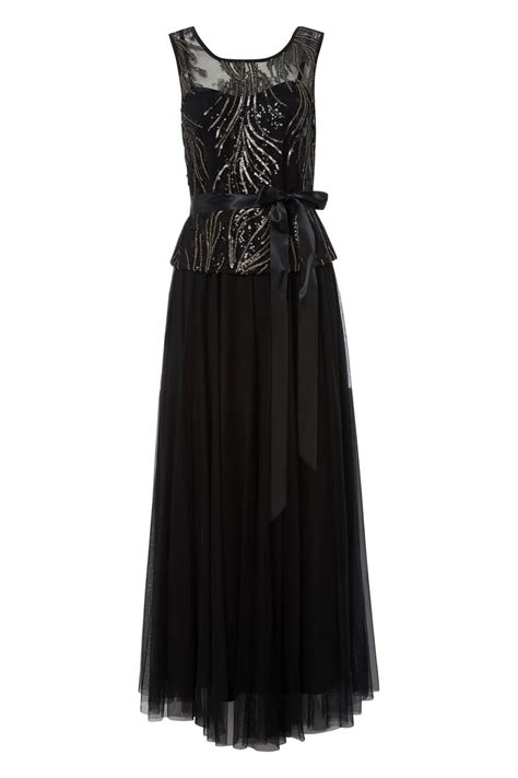 Sequin Tulle Maxi Dress In Black Roman Originals Uk