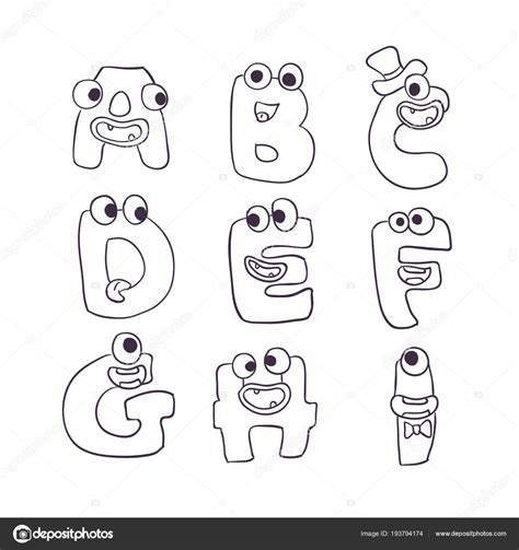 Cute Monsters Doodle Alphabet Abc — Stock Vector © Tvovchek 193794174