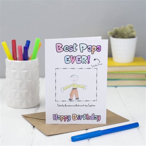 Personalised Happy Birthday Papa Colouring In Card By Make With Mum