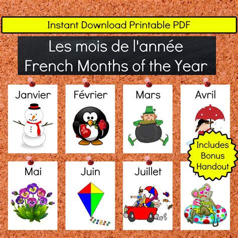 French Months Of The Year Teaching Printable Resources Classroom Decor