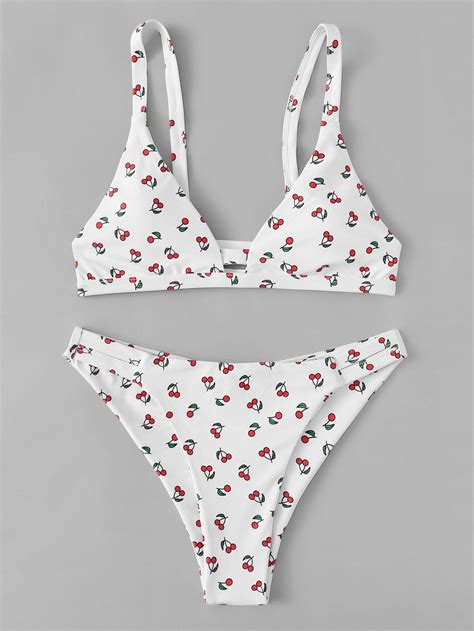 Cherry Print Bikini Set In 2020 Bikinis Bikini Outfits Girls Bathing Suits