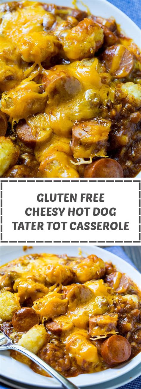 Tater tot hot dish video recipe for your viewing pleasure. Gluten Free Cheesy Hot Dog Tater Tot Casserole #glutenfree ...