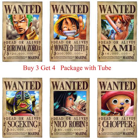 One piece poster, monkey d. ONE PIECE WANTED Posters Luffy Zoro Sanji Nami Robin Home ...