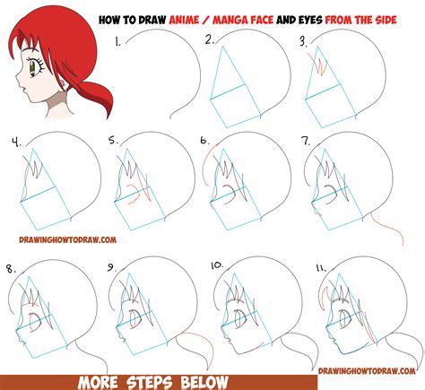 How To Draw An Anime Manga Face And Eyes From The Side In Profile