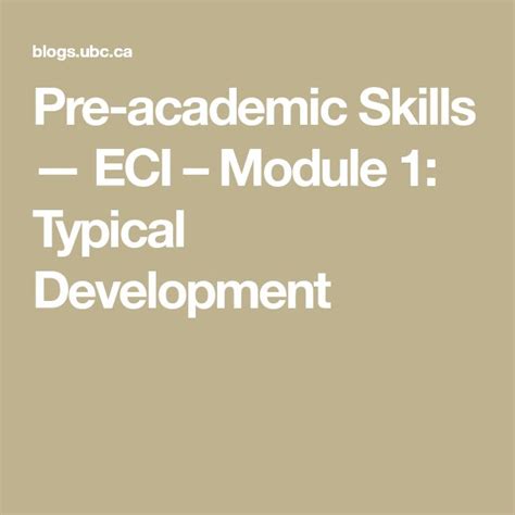 Pre Academic Skills — Eci Module 1 Typical Development Academics