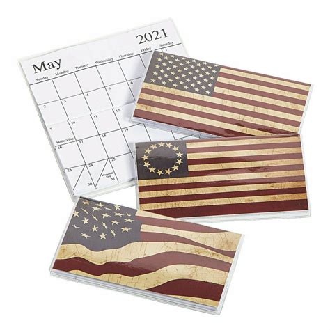 2021 2022 Americana Flags Pocket Calendars 65 X 35 With Clear Vinyl