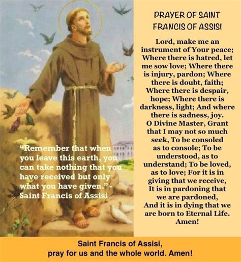 Prayer To St Francis Of Assisi Keash Parish