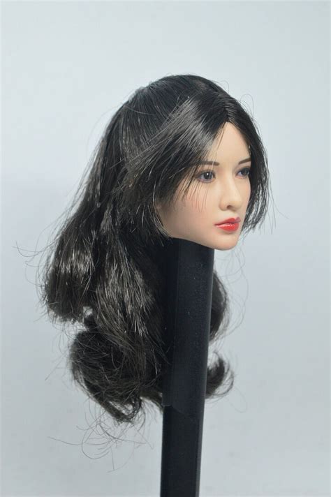 Asian Female Head Sculpt Long Black Hair For Phicen Tbleague