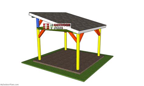 12×12 Lean To Pavilion Plans—assembled Myoutdoorplans