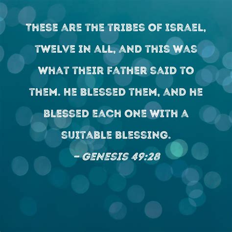 Genesis 49:28 These are the tribes of Israel, twelve in all, and this