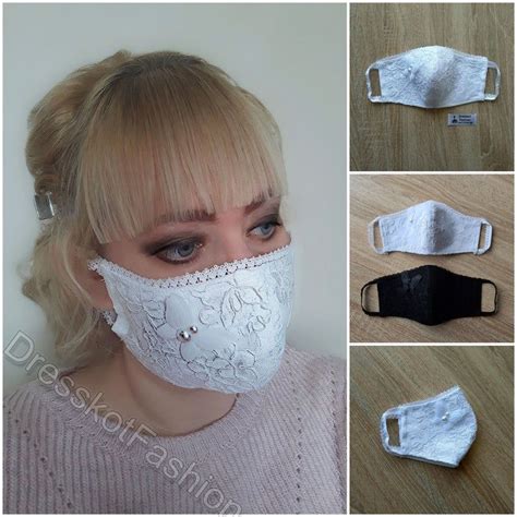 Wedding Face Mask Lace And Satin Cotton Face Mask Bridal Etsy Mask