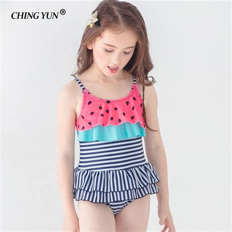 New Children Swimwear Cute Girls Ruffled One Piece Dress Style