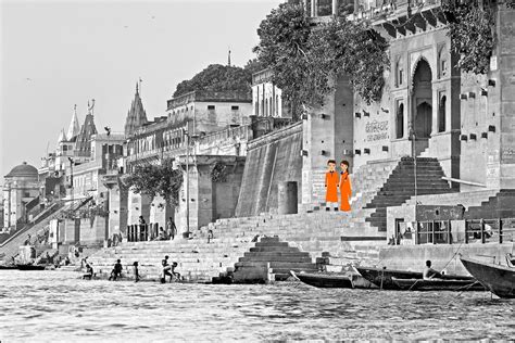 Varanasi Ghat In Uttar Pradesh Is Centered On The Ghats That Line The