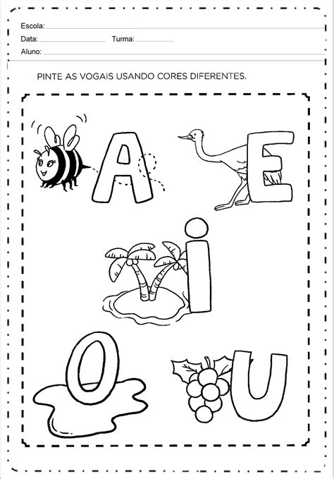 Atividades Sobre As Vogais Para Alfabetização Português Bela