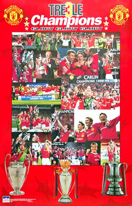 Manchester United Treble Champions 1999 Commemorative Poster Starlin