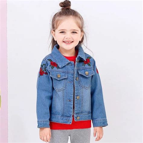 Dziecko Girls Denim Jackets Kids Autumn Outerwear Princess Embroidery