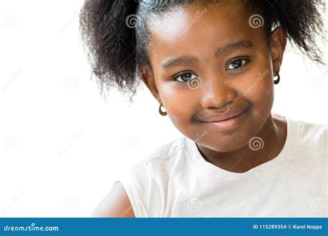 Macro Close Up Portrait Of Cute Little African Girl Stock Photo