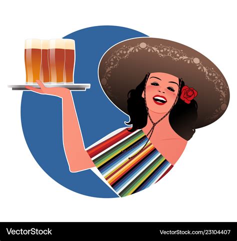beautiful mexican girl with typical mexican hat vector image