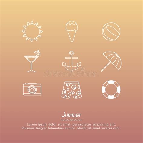 Summer Icons Design Set Stock Vector Illustration Of Symbol 142696361