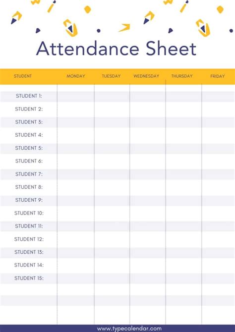 Free Printable Attendance Sheet Template Word Excel Pdf