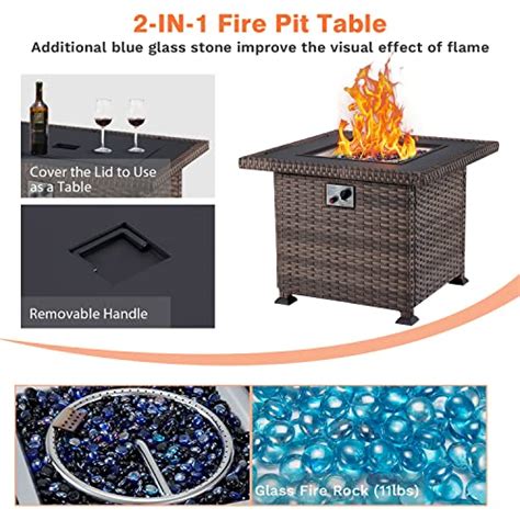 Lifeten Propane Fire Pit Table 32in 50 000btu Auto Ignition Smokeless Fire Pit Table With
