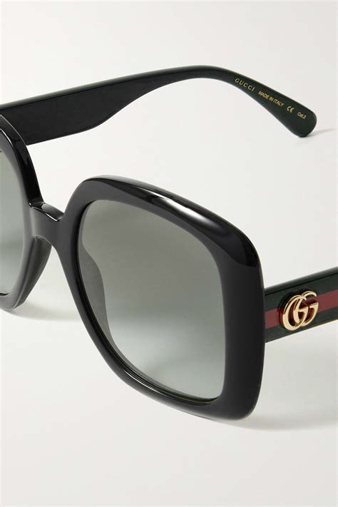 Black Oversized Square Frame Acetate Sunglasses Gucci Eyewear Net A