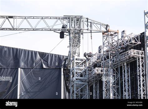 Details With The Metallic Structure Of A Large Concert Stage Seen From
