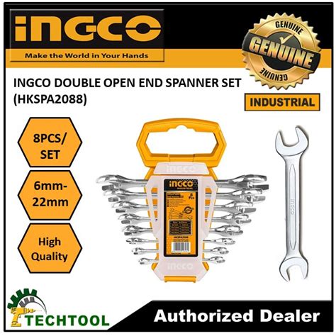 INGCO 8PCS DOUBLE OPEN END SPANNER SET 6MM 22MM HKSPA2088 Shopee