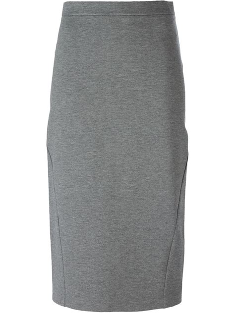 Lyst Ermanno Scervino Midi Pencil Skirt In Gray