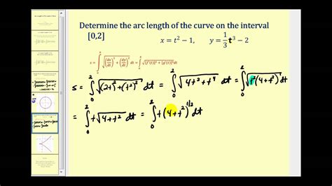 Arc Length Using Parametric Equations Youtube
